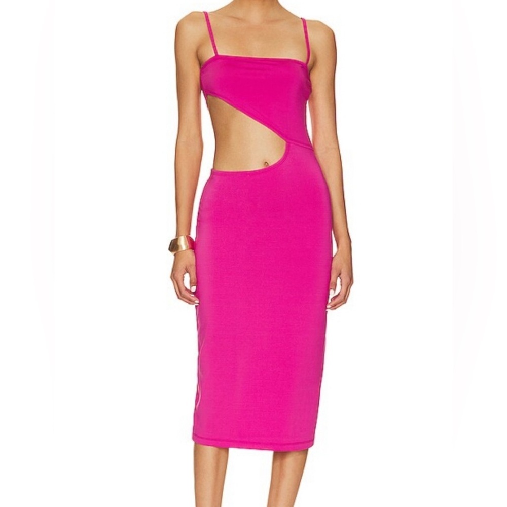 Solid & Striped Cameron Dress Hibiscus Pink Cut Out Midi Dress Medium New w Tags - Picture 10 of 10